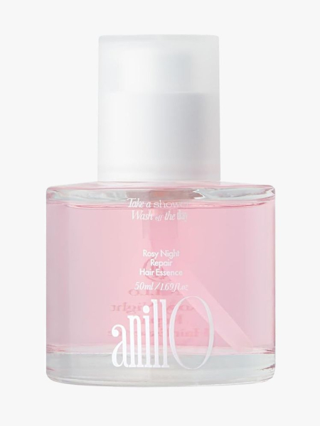 Anillo Rosy Night Repair Hair Essence in branded component on a light gray background